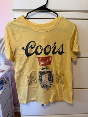 Hybrid Apparel Coors Banquet Yellow Tee with Navy Print